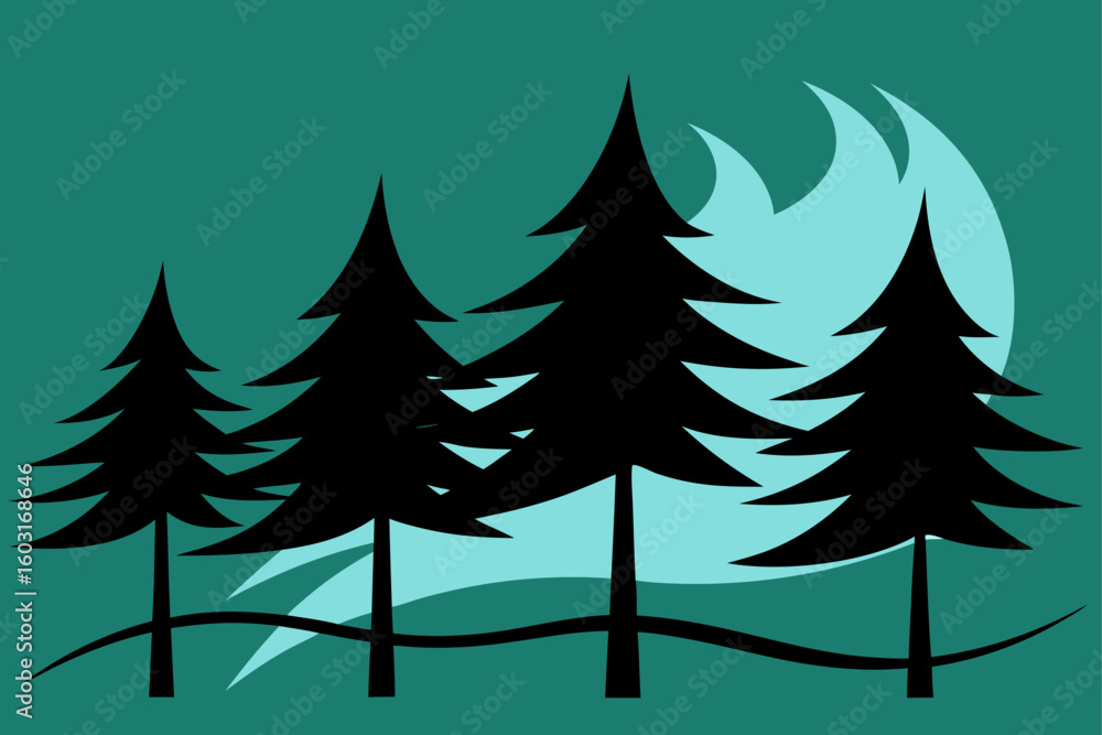 Fototapeta premium pines swaying in windstorm