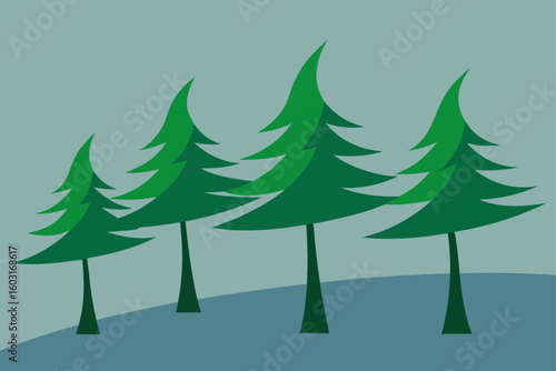 pines swaying in windstorm