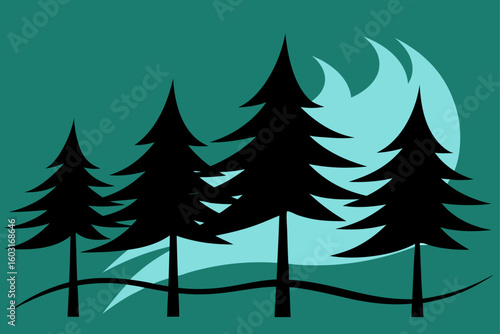 pines swaying in windstorm