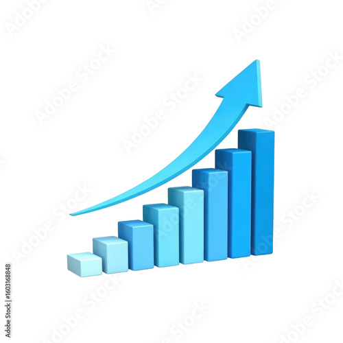 Blue gradient bar chart with upward arrow indicating growth and success in business statistics Free Download Blue gradient bar chart with upward arrow indicating growth and success in business statistics - GFXLoad