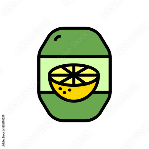 Handmade soap color icon. A bar of homemade lemon soap. Spa beauty. Vector flat isolated illustration of cosmetic hygiene product.
