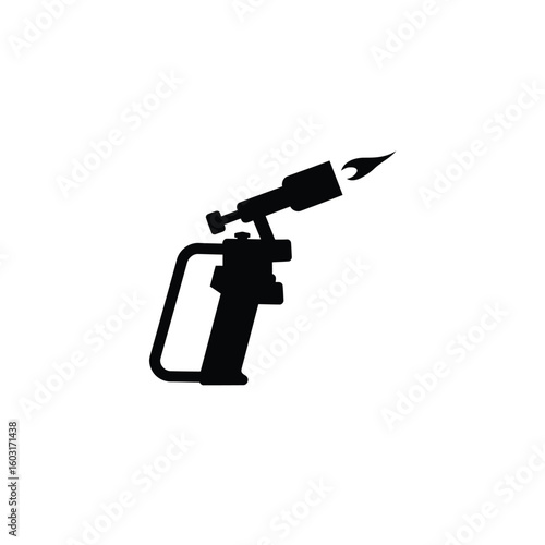 Black silhouette of a blowtorch with flame fire heat