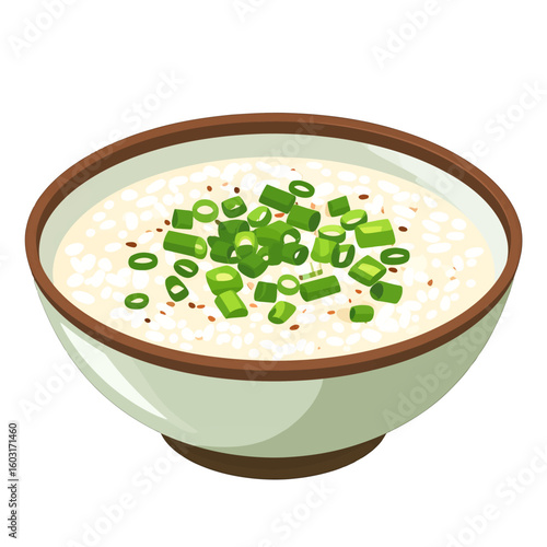 Bowl Of Creamy Congee With Green Onions