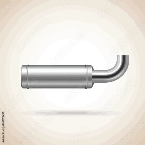 Silver metal exhaust pipe with curved end