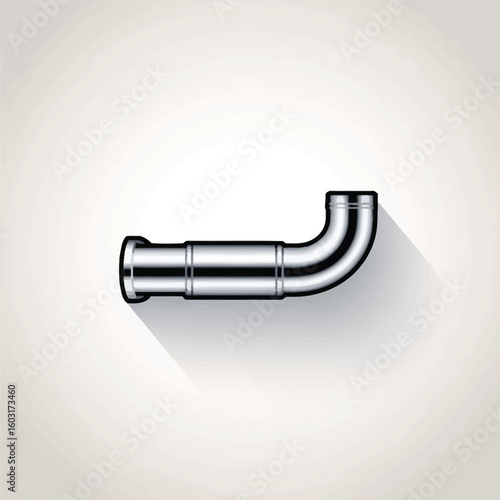 Shiny chrome plumbing pipe fitting with a gentle curve