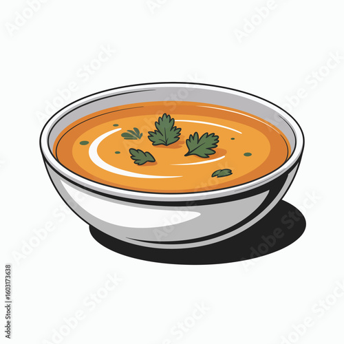 Warm bowl of savory soup garnished with fresh herbs