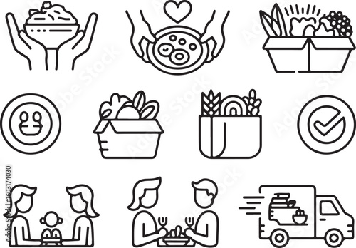 Nutritious Food and Supply Protection Icons Sustainable Meals, Food Equity, and Healthy Access for All
