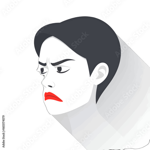 Angry Woman Profile Portrait Illustration