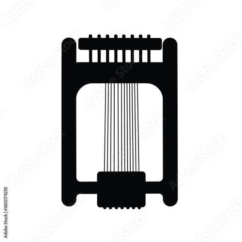 Black bracelet loom with vertical threads weaving craft