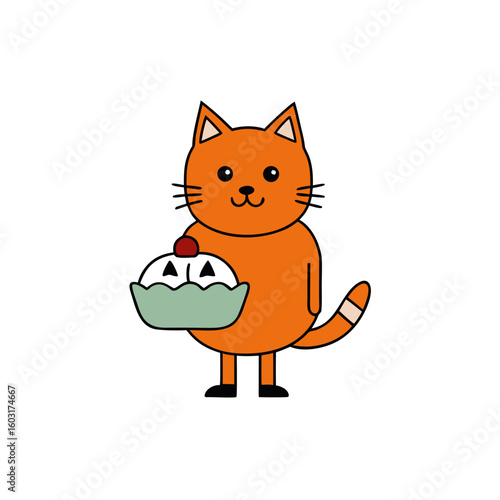 cat with pumpkin