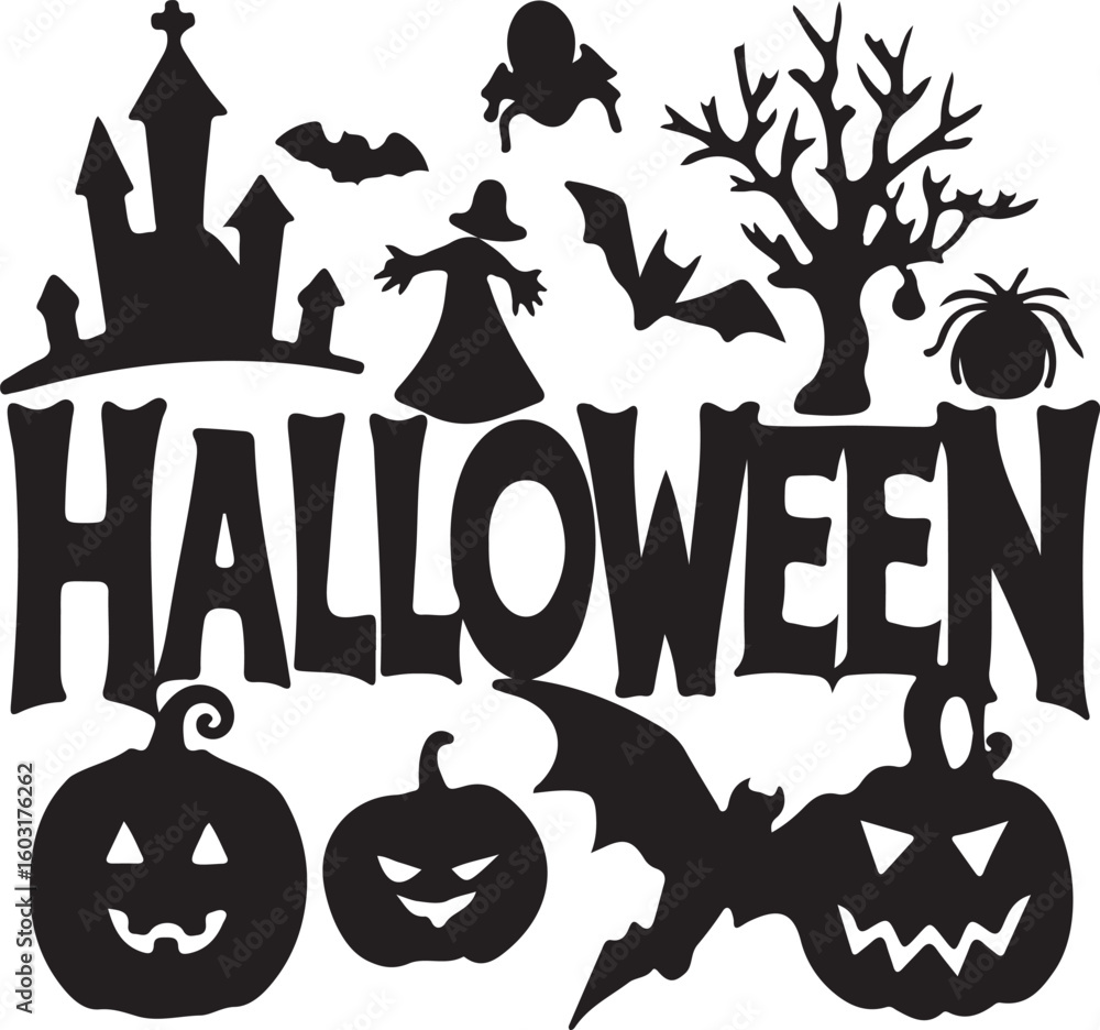 Fototapeta premium halloween icons set