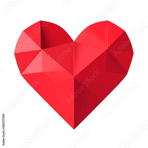 Geometric Red Poly Heart Design