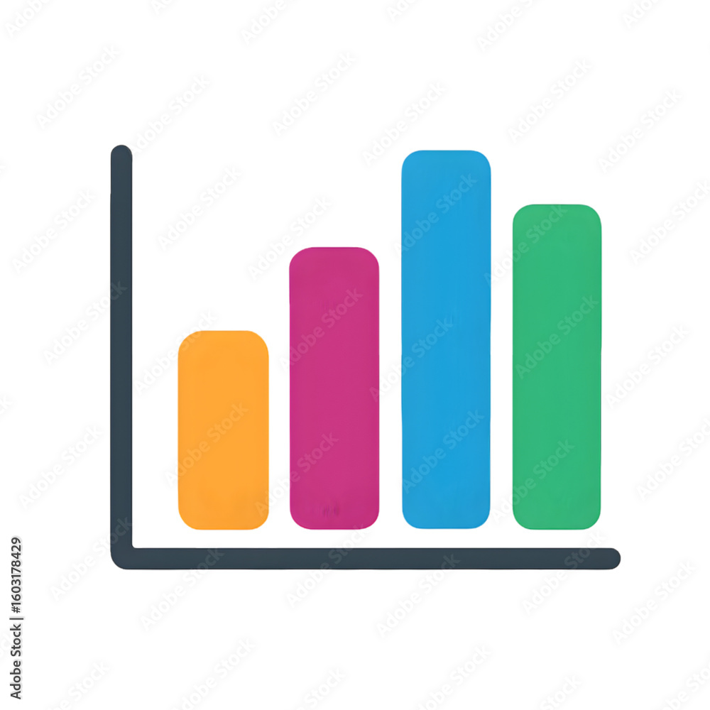 Modern Colorful Flat Bar Chart Icon – Minimal Infographic Graph Design Isolated on White Backgroun Modern Colorful Flat Bar Chart Icon – Minimal Infographic Graph Design Isolated on White Backgroun