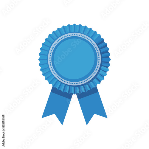 Blue rosette ribbon award with copy space