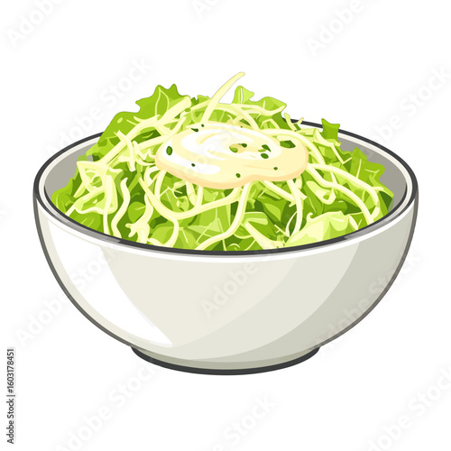 Fresh Caesar Salad In White Bowl