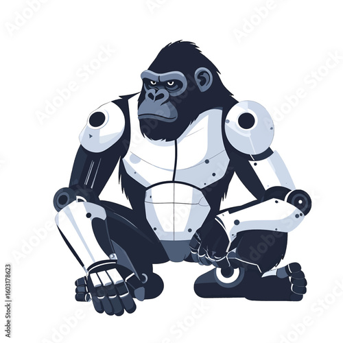 Pixel Art Gorilla Robot Illustration