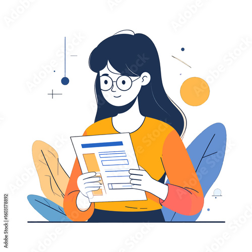 Woman Reading Newspaper Illustration