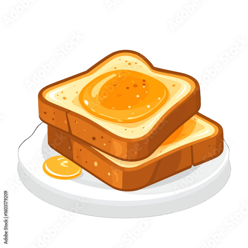 Two Slices Of Honey Toast On A White Plate