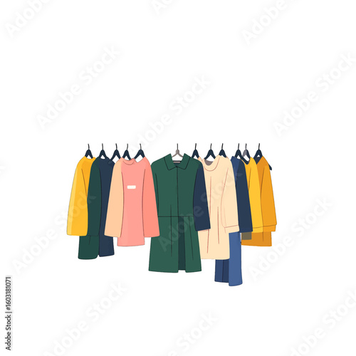 Colorful Variety Of Hanging Clothes