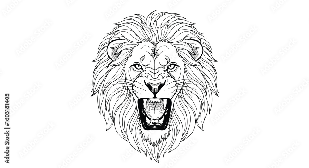 Obraz premium A Majestic Lion's Fierce Gaze Captures the Wild Spirit of the Savanna in this Striking Illustration