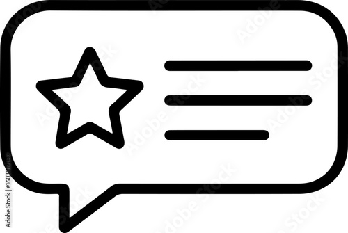 Speech bubble with a star and text lines icon representing feedback or rating