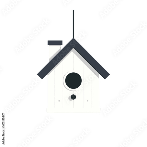 Simple White Birdhouse Illustration
