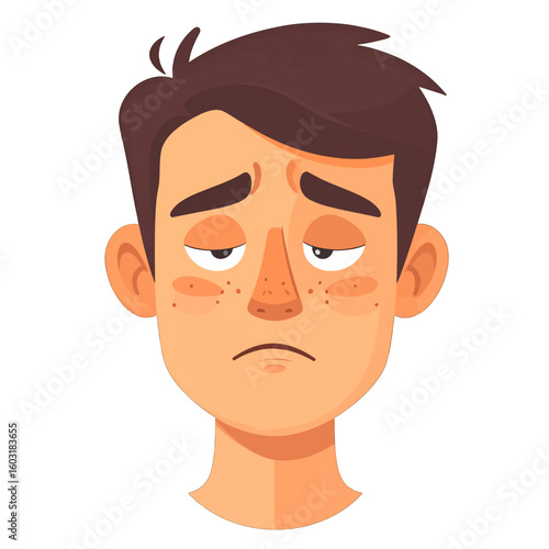 Sad Young Man Portrait Illustration