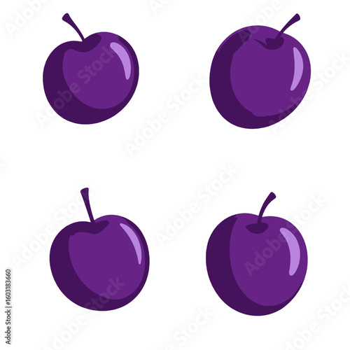 Four Purple Plum Digital Illustration