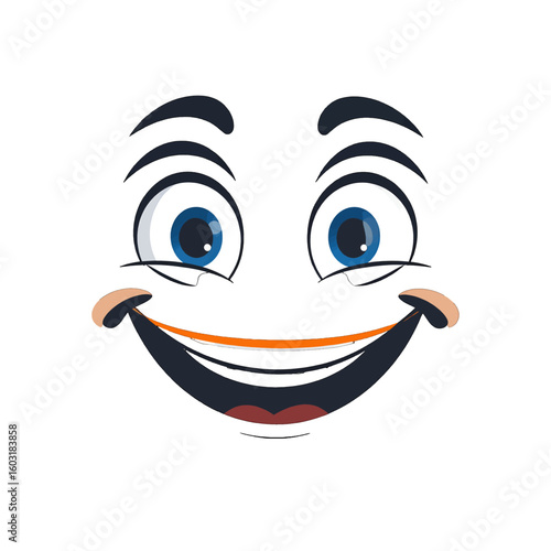 Exuberant Cartoon Face with Joyful Expression