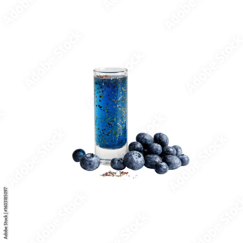 Refreshing Blueberry Cocktail Shot with Fresh Berries