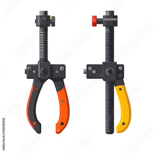 Two Different Types Of Mechanical Clamps In Vector Illustration