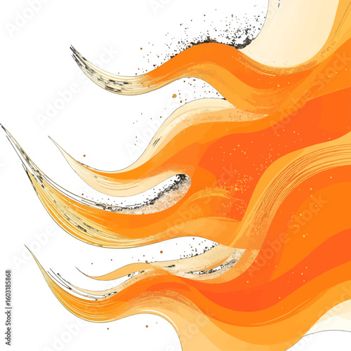 Abstract Orange And Gold Flame Design