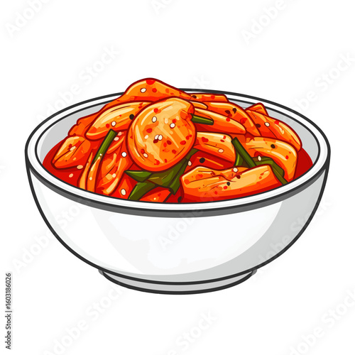 Colorful Pixel Art Kimchi in White Bowl