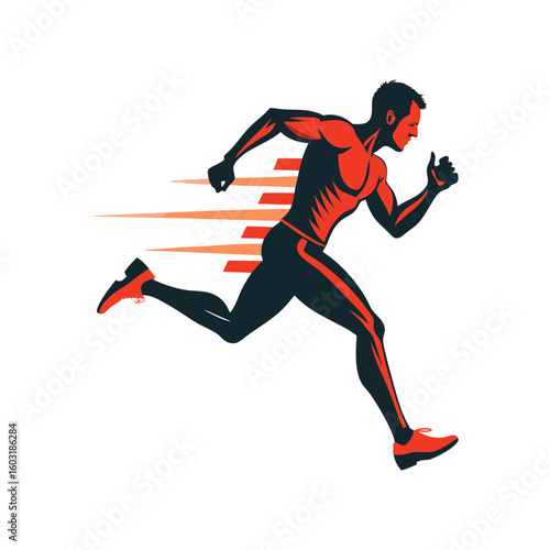 silhouette of a male sprinter in motion muscular vector art