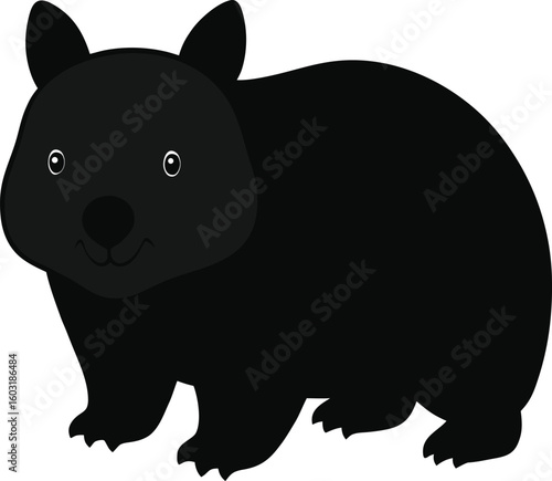 Vector black wombat silhouette
