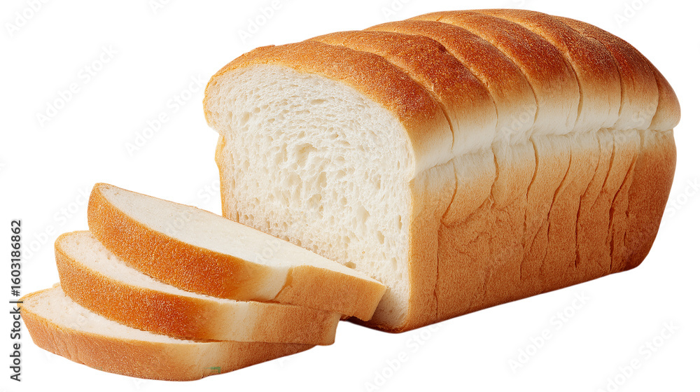 Obraz premium Sliced loaf of wheat bread isolated on white or transparent background