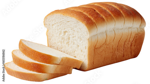 Sliced loaf of wheat bread isolated on white  or transparent background