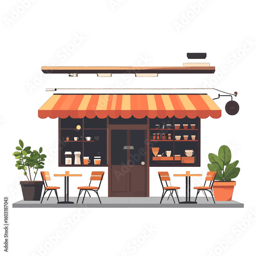 Cute Pixel Art Cafe Storefront Illustration