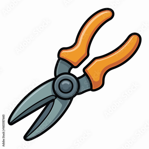 Cartoon illustration of orange handled garden shears