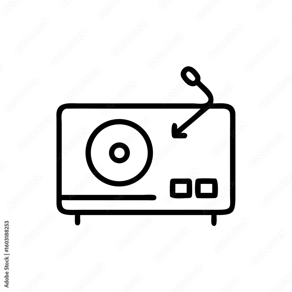 Fototapeta premium Illustration of a vintage radio receiver with microphone antenna icon