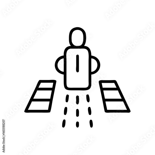 Illustration of futuristic flying man with jetpack and road concept