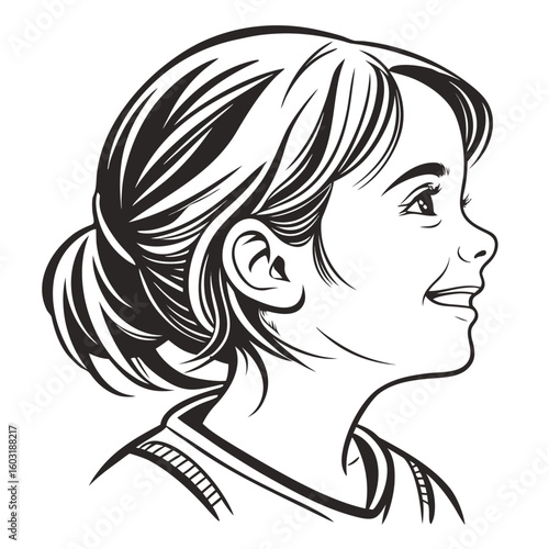Stylish long-haired woman illustration with a beautiful face and glamourous hairstyle