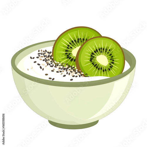 Healthy Yogurt Parfait With Kiwi Fruit