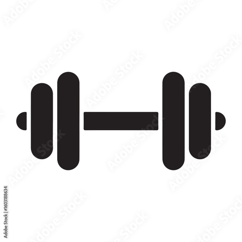 Black dumbbell icon on white background weight fitness