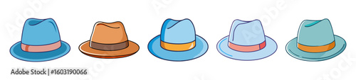 Stylish Fedora Hats – Hand-Drawn Fashion Accessory Collection

