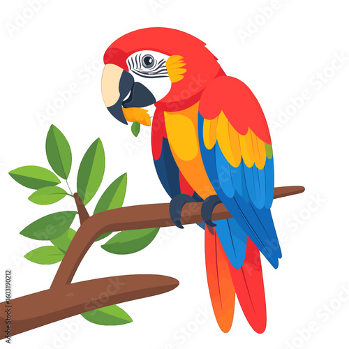Colorful Macaw Parrot On Branch
