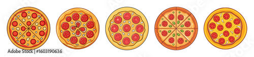 Whole Pepperoni Pizza Illustrations