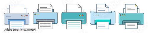 Colorful Office Inkjet Printer Icons