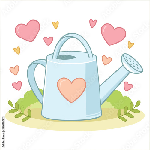 watering can with heart