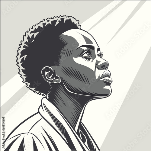 A stylish black silhouette illustration of a woman's profile with flowing hair, capturing her beauty as an artful design